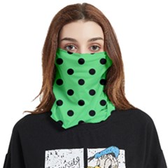 Large Black Polka Dots On Algae Green - Face Covering Bandana (two Sides) by FashionLane