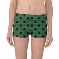 Large Black Polka Dots On Basil Green - Boyleg Bikini Bottoms