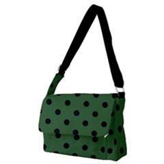 Large Black Polka Dots On Basil Green - Full Print Messenger Bag (m) by FashionLane