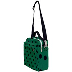 Large Black Polka Dots On Cadmium Green - Crossbody Day Bag by FashionLane