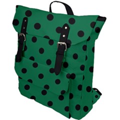 Large Black Polka Dots On Cadmium Green - Buckle Up Backpack by FashionLane