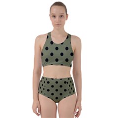 Large Black Polka Dots On Calliste Green - Racer Back Bikini Set by FashionLane