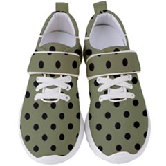 Large Black Polka Dots On Calliste Green - Women s Velcro Strap Shoes by FashionLane