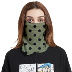 Large Black Polka Dots On Calliste Green - Face Covering Bandana (two Sides)