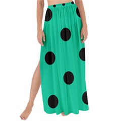 Large Black Polka Dots On Caribbean Green - Maxi Chiffon Tie-up Sarong by FashionLane