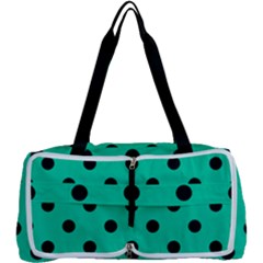 Large Black Polka Dots On Caribbean Green - Multi Function Bag by FashionLane