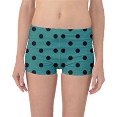 Large Black Polka Dots On Celadon Green - Boyleg Bikini Bottoms