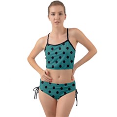 Large Black Polka Dots On Celadon Green - Mini Tank Bikini Set by FashionLane