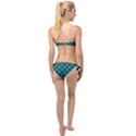 Large Black Polka Dots On Celadon Green - Twist Bandeau Bikini Set View2