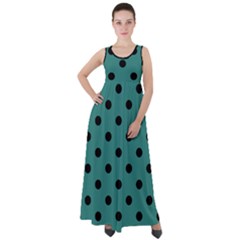 Large Black Polka Dots On Celadon Green - Empire Waist Velour Maxi Dress by FashionLane