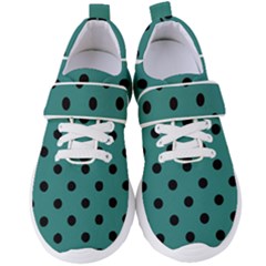 Large Black Polka Dots On Celadon Green - Women s Velcro Strap Shoes by FashionLane