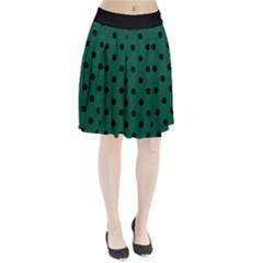 Large Black Polka Dots On Christmas Green - Pleated Skirt by FashionLane