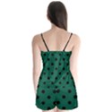 Large Black Polka Dots On Christmas Green - Satin Pajamas Set View2