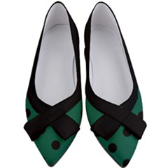 Large Black Polka Dots On Christmas Green - Women s Bow Heels by FashionLane