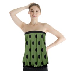 Large Black Polka Dots On Crocodile Green - Strapless Top by FashionLane