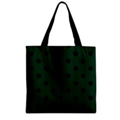 Large Black Polka Dots On Eden Green - Zipper Grocery Tote Bag by FashionLane