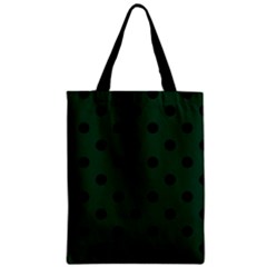 Large Black Polka Dots On Eden Green - Zipper Classic Tote Bag by FashionLane