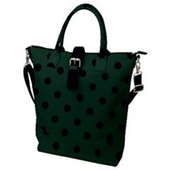 Large Black Polka Dots On Eden Green - Buckle Top Tote Bag by FashionLane