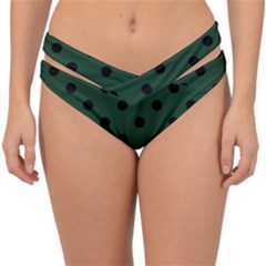Large Black Polka Dots On Eden Green - Double Strap Halter Bikini Bottom by FashionLane