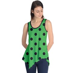 Large Black Polka Dots On Just Green - Sleeveless Tunic by FashionLane