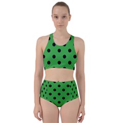 Large Black Polka Dots On Just Green - Racer Back Bikini Set by FashionLane
