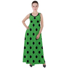 Large Black Polka Dots On Just Green - Empire Waist Velour Maxi Dress by FashionLane