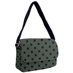 Large Black Polka Dots On Kombu Green - Courier Bag by FashionLane