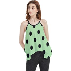 Large Black Polka Dots On Pale Green - Flowy Camisole Tank Top by FashionLane