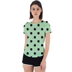 Large Black Polka Dots On Pale Green - Back Cut Out Sport Tee by FashionLane