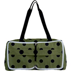 Large Black Polka Dots On Woodbine Green - Multi Function Bag by FashionLane