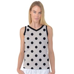 Large Black Polka Dots On Abalone Grey - Women s Basketball Tank Top by FashionLane