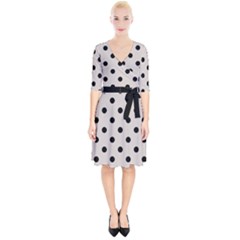 Large Black Polka Dots On Abalone Grey - Wrap Up Cocktail Dress by FashionLane