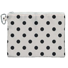 Large Black Polka Dots On Abalone Grey - Canvas Cosmetic Bag (xxl) by FashionLane