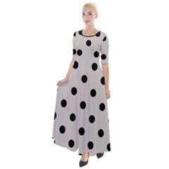 Large Black Polka Dots On Abalone Grey - Half Sleeves Maxi Dress by FashionLane