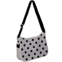 Large Black Polka Dots On Abalone Grey - Zip Up Shoulder Bag View1