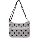 Large Black Polka Dots On Abalone Grey - Zip Up Shoulder Bag View3