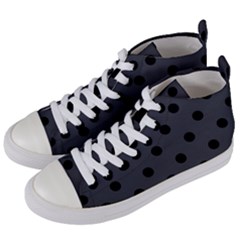 Large Black Polka Dots On Anchor Grey - Women s Mid-top Canvas Sneakers by FashionLane
