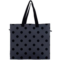 Large Black Polka Dots On Anchor Grey - Canvas Travel Bag by FashionLane