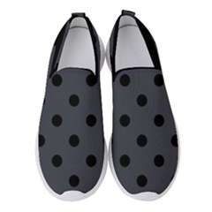 Large Black Polka Dots On Anchor Grey - Women s Slip On Sneakers by FashionLane