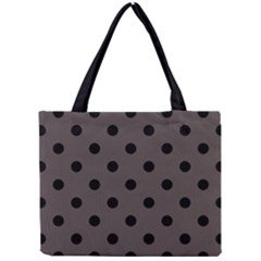 Large Black Polka Dots On Ash Grey - Mini Tote Bag by FashionLane