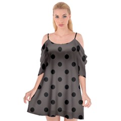 Large Black Polka Dots On Ash Grey - Cutout Spaghetti Strap Chiffon Dress by FashionLane