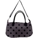 Large Black Polka Dots On Ash Grey - Removal Strap Handbag View1