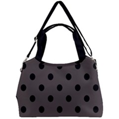 Large Black Polka Dots On Ash Grey - Double Compartment Shoulder Bag by FashionLane