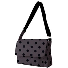 Large Black Polka Dots On Ash Grey - Full Print Messenger Bag (l) by FashionLane