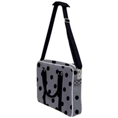 Large Black Polka Dots On Battleship Grey - Cross Body Office Bag by FashionLane