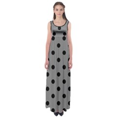 Large Black Polka Dots On Battleship Grey - Empire Waist Maxi Dress by FashionLane