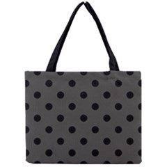 Large Black Polka Dots On Beluga Grey - Mini Tote Bag by FashionLane