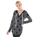 Large Black Polka Dots On Beluga Grey - Tie Up Tee View1