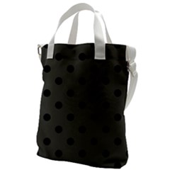 Large Black Polka Dots On Beluga Grey - Canvas Messenger Bag