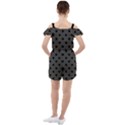 Large Black Polka Dots On Beluga Grey - Ruffle Cut Out Chiffon Playsuit View2